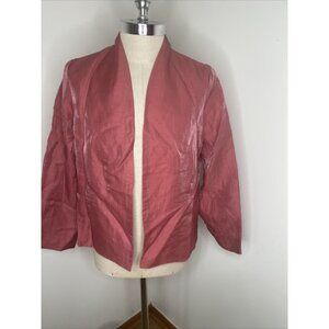 NEW Eileen Fisher Sz L Shawl Collar Jacket Iridescent Linen Pink Style 16fo-j445